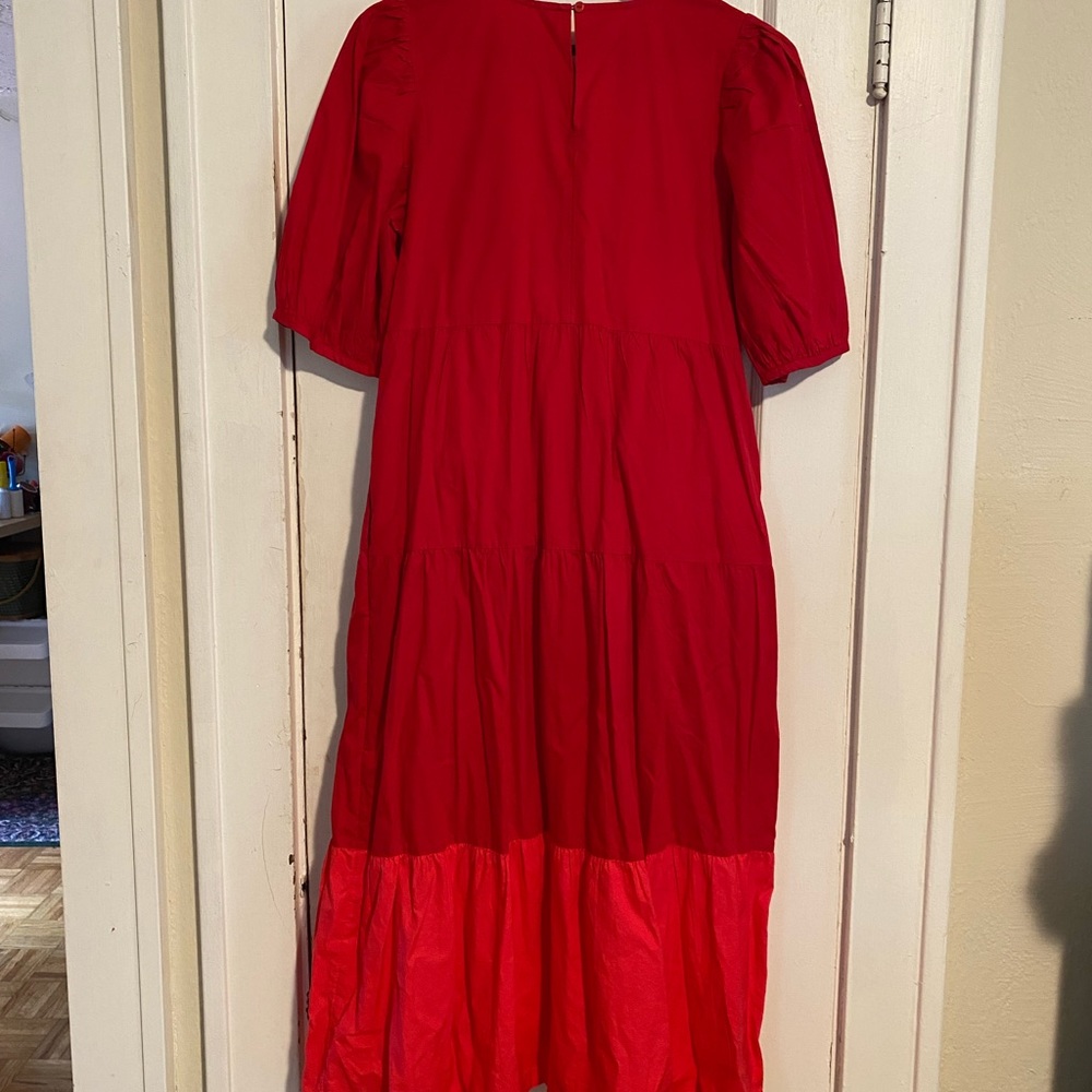 Old Navy color block midi puff sleeve smock dress